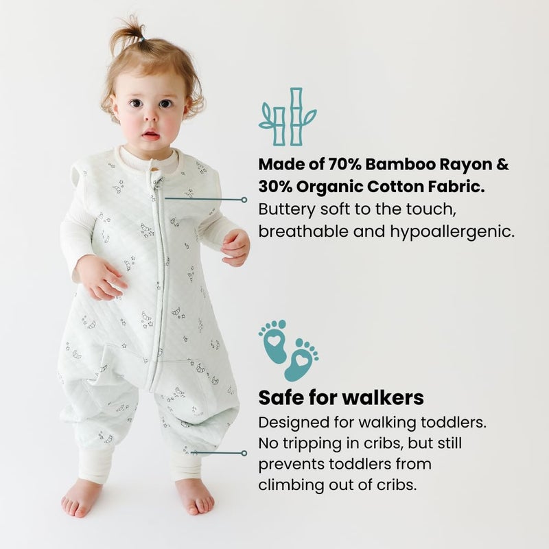 Tealbee Dreamsuit Toddler Sleep Sack with Feet - Walker Sleep Bag with Legs, Rayon made from Bamboo, Summer 0.8 TOG, 2-Way Zipper, 3T-4T - Croissant - Image 2